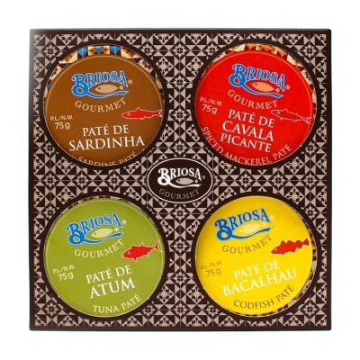 Pack de quatro patés Briosa Gourmet em lata redonda colorida