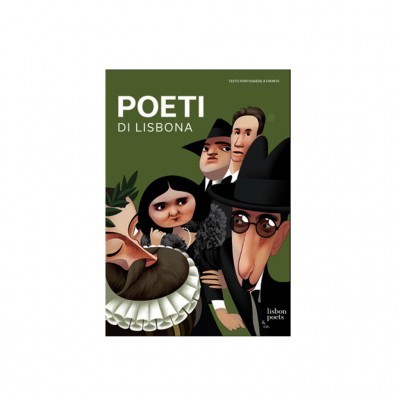 Capa de livro verde com caricaturas de cinco personagens histórica.