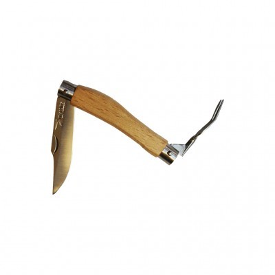 Faca de jardim com lâmina metálica e cabo de madeira
