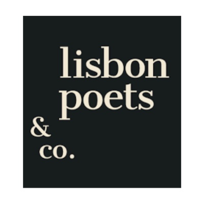 Logotipo com texto lisbon poets & co. em fundo preto