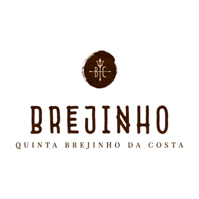 Logotipo BREJINHO com emblema circular castanho contendo BFC e um tridente