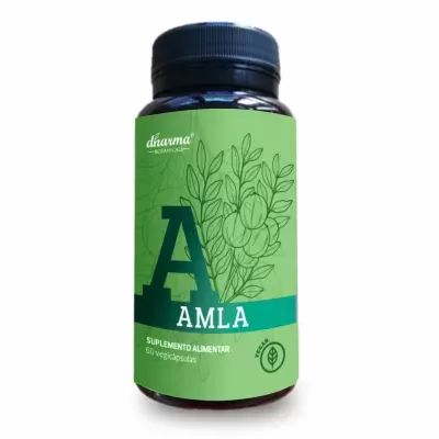 Frasco verde de suplemento alimentar AMLÅ com tampa preta