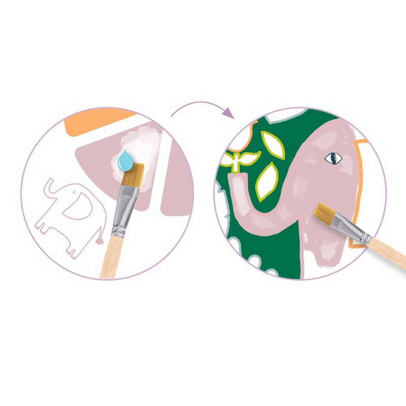 Pincel a pintar desenhos de elefante com cores e padrões