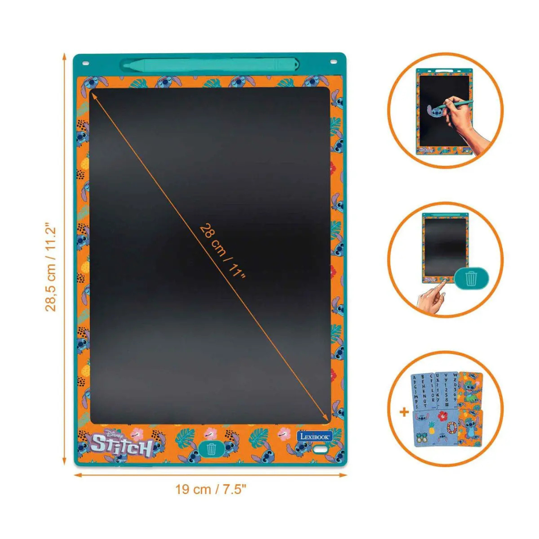 Quadro digital de escrita Disney Stitch com caneta e moldura laranja decorada