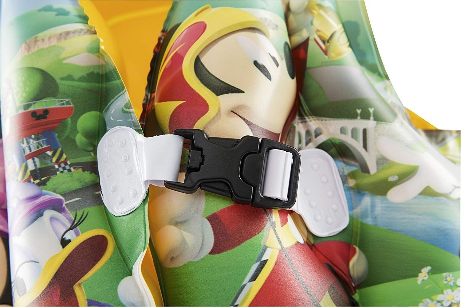 Colete insuflável colorido infantil com fecho de plástico preto