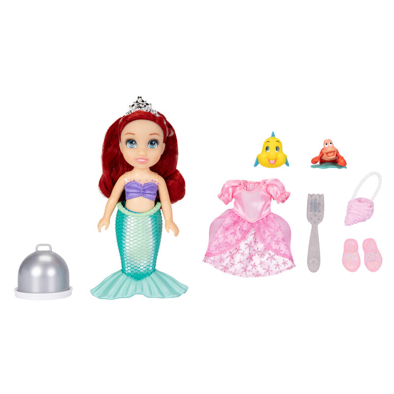 Boneca sereia com acessórios e roupa em fundo branco
