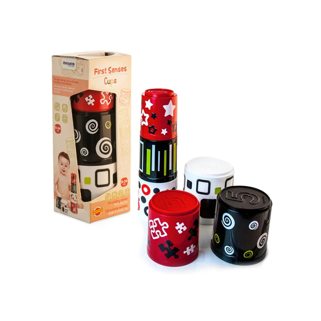 Conjunto de copos de plástico coloridos para bebés com padrões diversos e embalagem