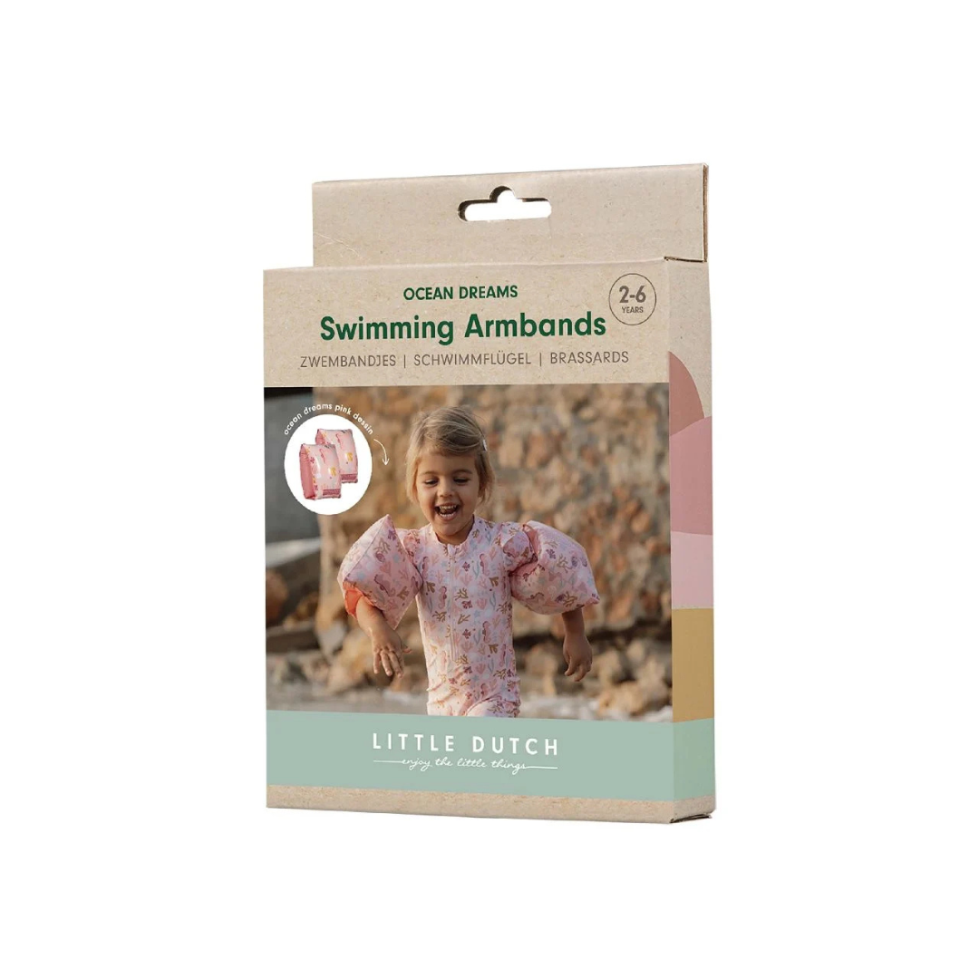 Embalagem de braçadeiras de natação cor-de-rosa para crianças