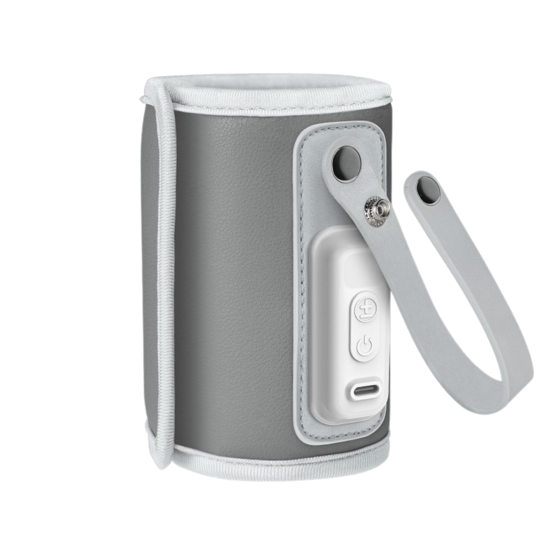 Braçadeira cinzenta e branca com dispositivo branco e botões