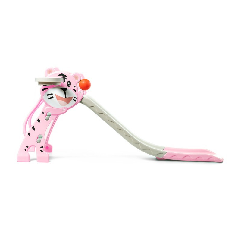 Escorrega infantil tigre rosa com detalhes branco e laranja