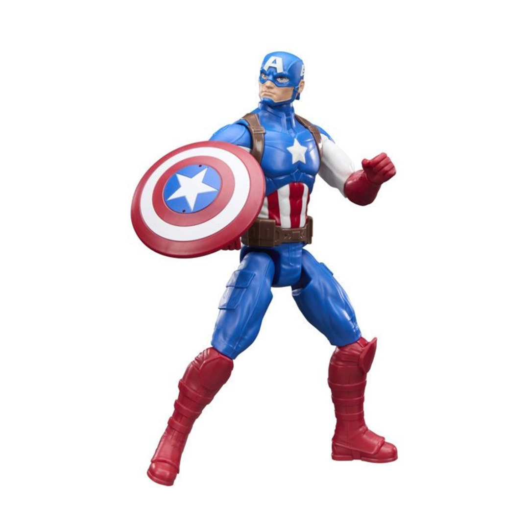 Figura de ação do Capitão América com escudo colorido