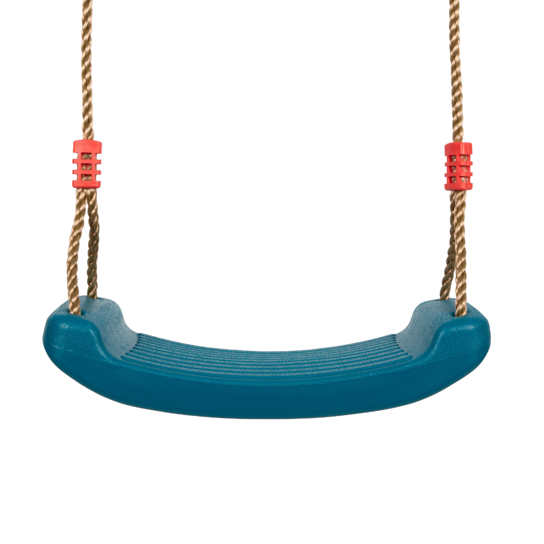 Baloiço azul com cordas e ajustadores vermelhos