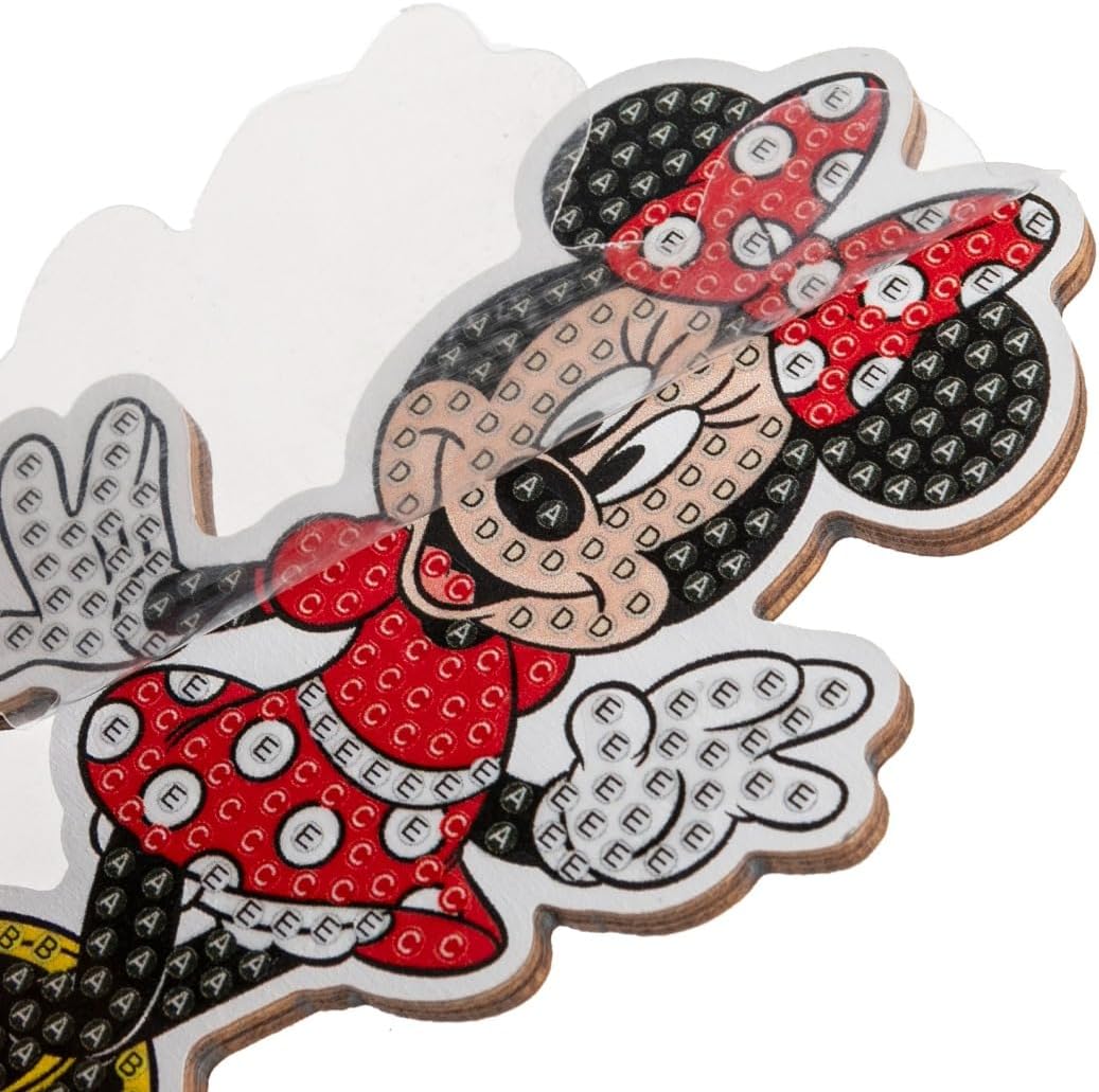 Puzzle de madeira da Minnie Mouse com letras coloridas