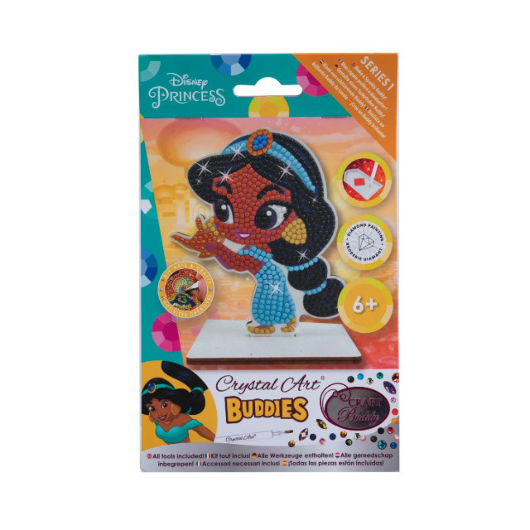 Embalagem de brinquedo Disney Crystal Art Buddies com figura de princesa Jasmine em cristais coloridos