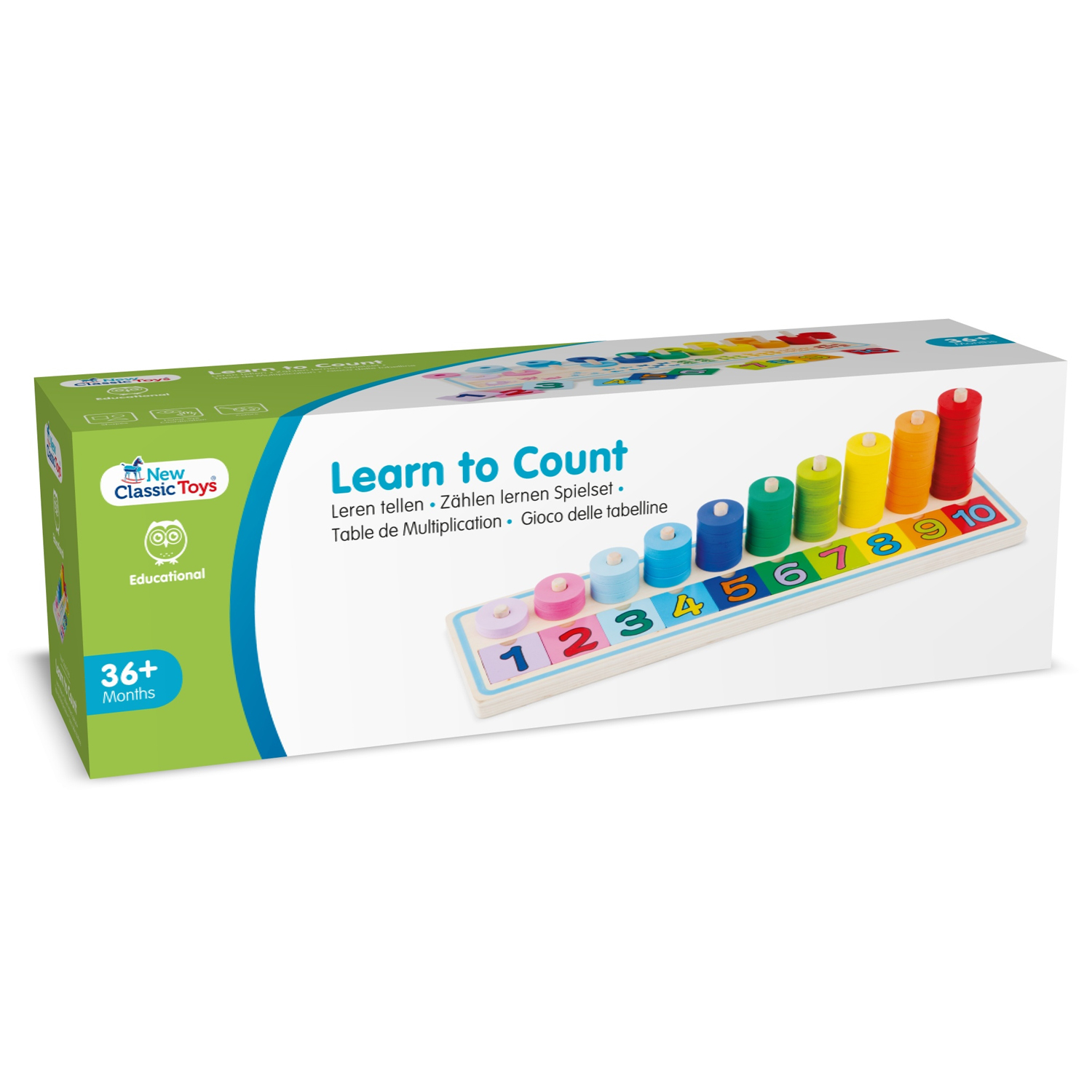 Brinquedo educativo Learn to Count em madeira com pinos coloridos e números de 1 a 10