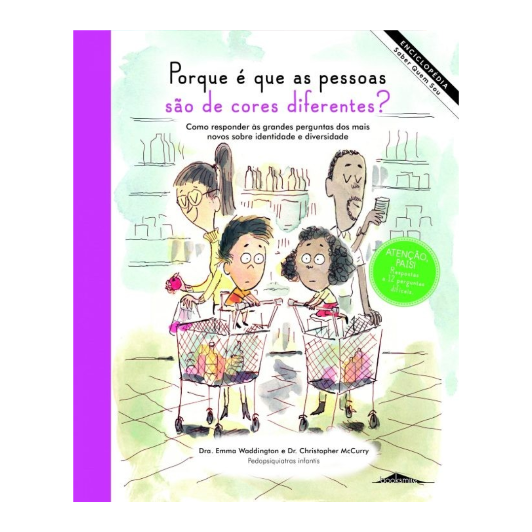 Capa de livro sobre diversidade com ilustração no supermercado