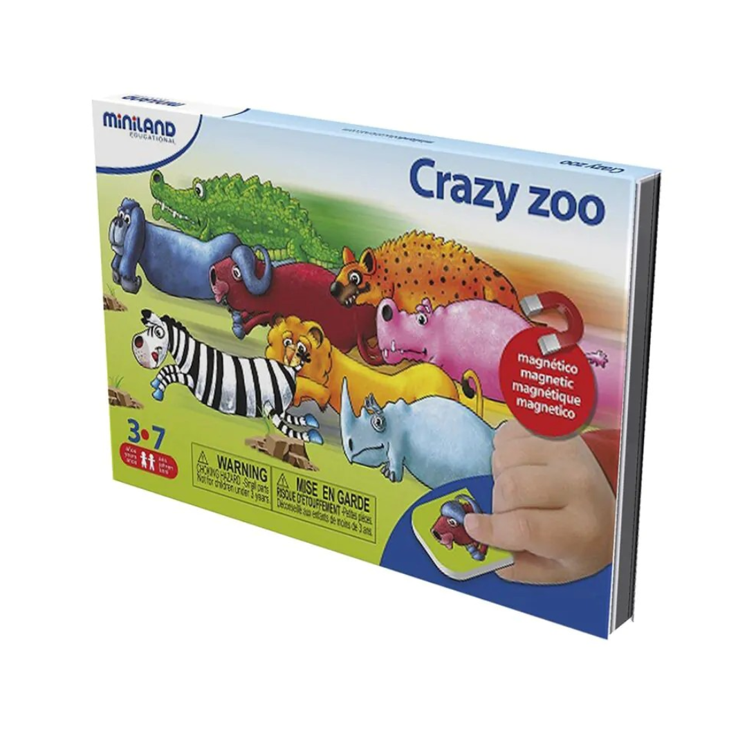 Embalagem de brinquedo Crazy zoo da Miniland com animais magnéticos coloridos