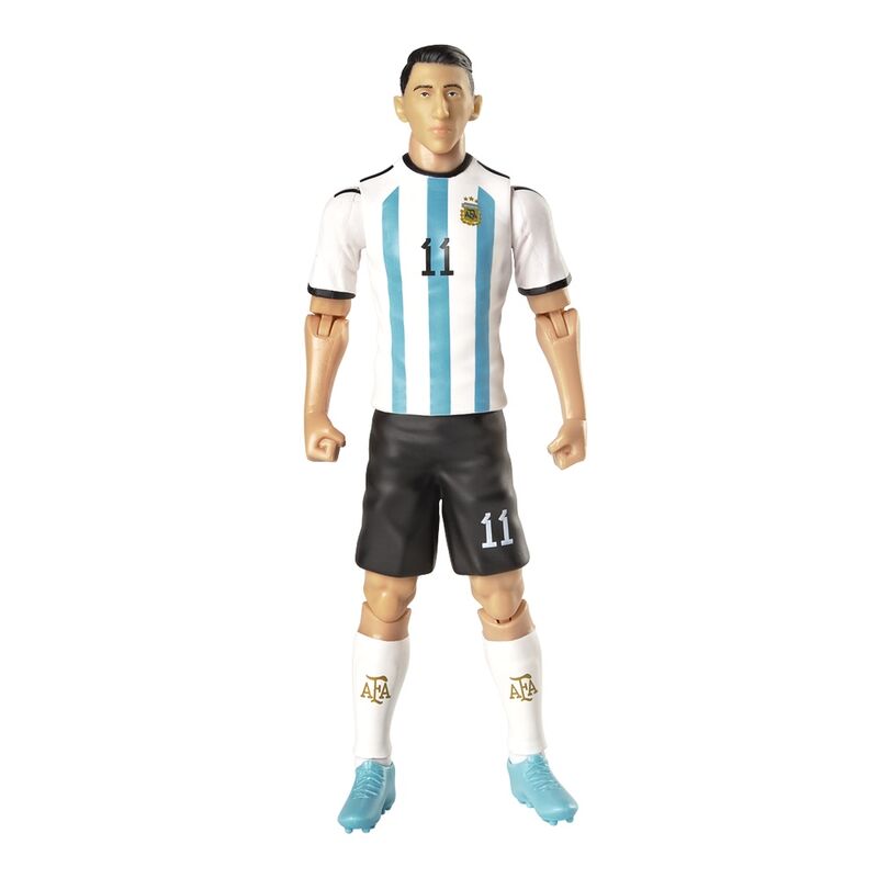 Boneco de jogador de futebol com uniforme azul e branco e número 11