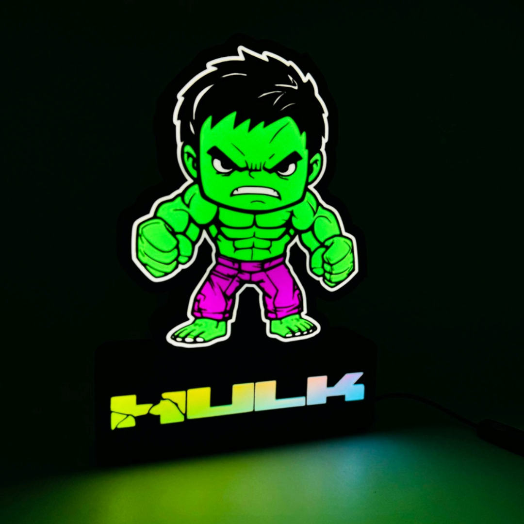 Abajur luminoso do personagem Hulk estilo cartoon com luz LED