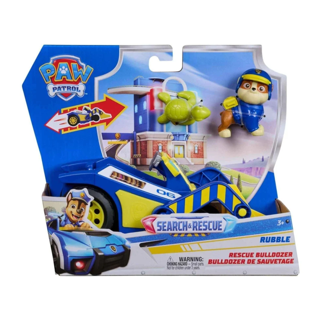 Brinquedo PAW Patrol Rescue Bulldozer com figura Rubble e embalagem colorida