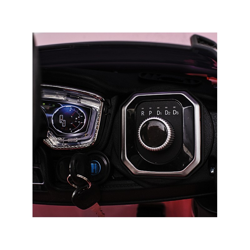 Painel de controlo de veículo com seletor de marchas rotativo e mostrador digital