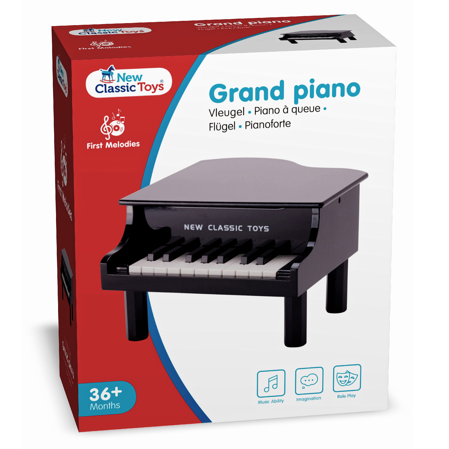 Embalagem de brinquedo piano pequeno preto e branco da New Classic Toys