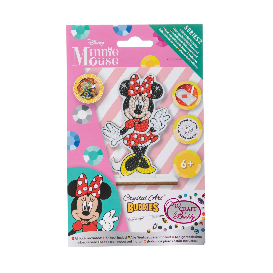 Embalagem de kit Disney Minnie Mouse para pintura com diamantes, com texto e design colorido