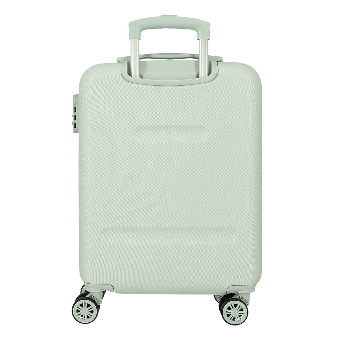 Mala de viagem rígida verde claro com rodas e pega retrátil