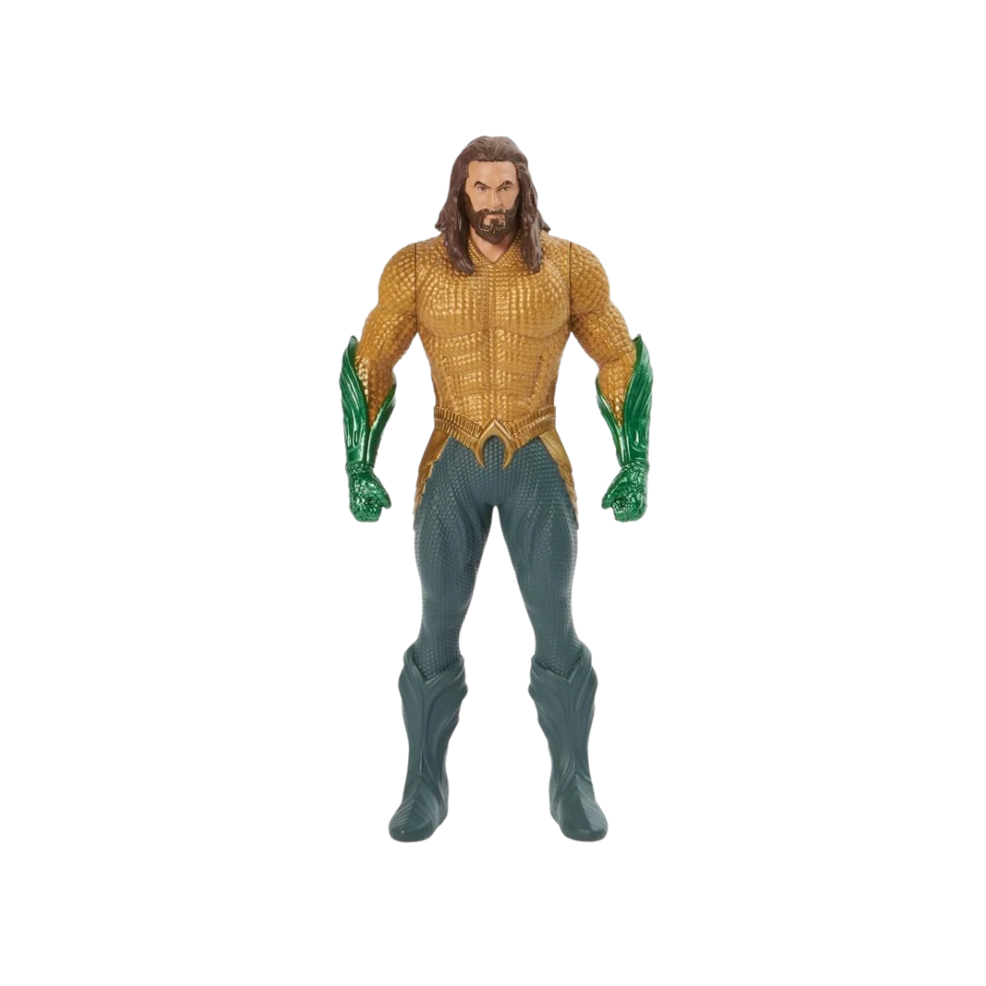 Figura de ação do personagem Aquaman com fatos dourado e verde