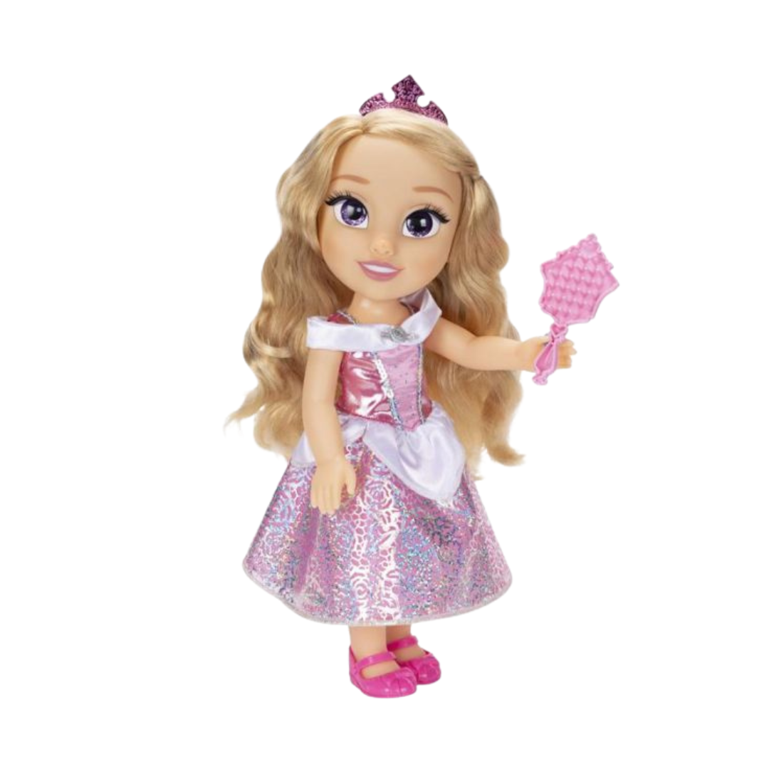 Boneca infantil vestida de princesa rosa com espelho