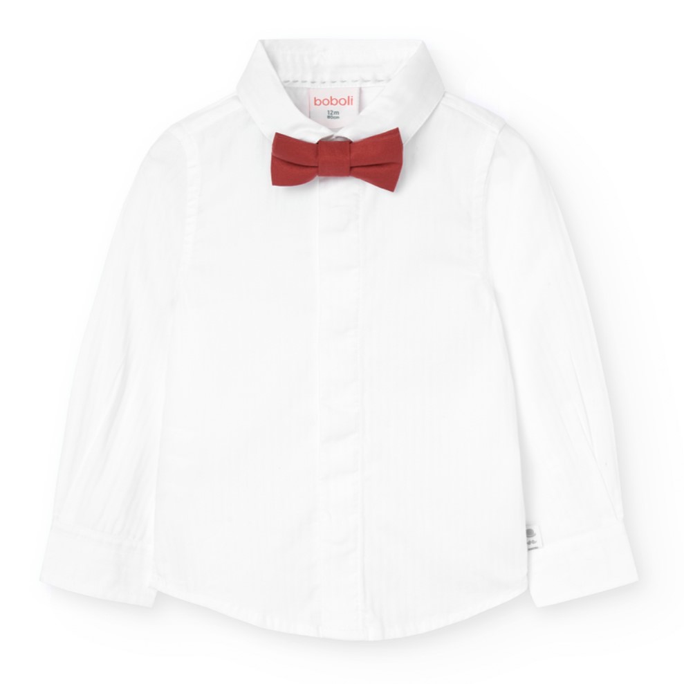 Camisa branca bebé com laço borboleta vermelho