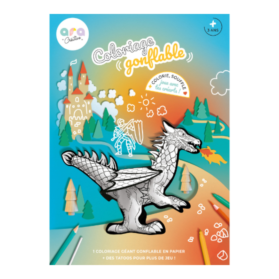 Pacote de coloração inflável com desenho de dragão para crianças