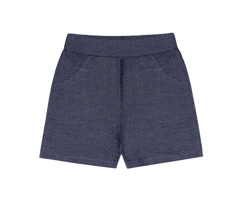 Calções azuis com bolsos e cintura elástica