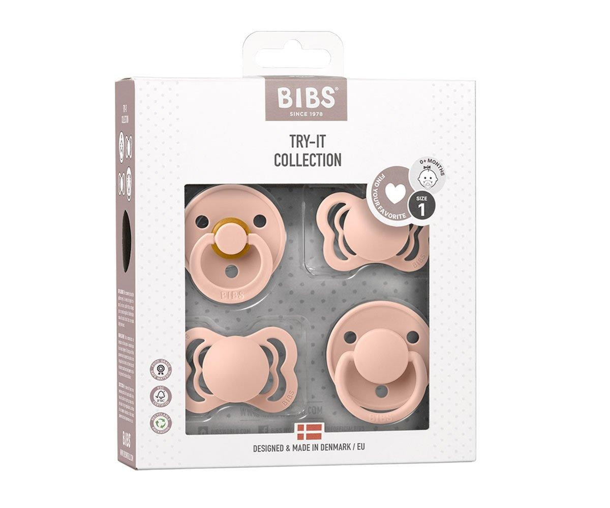 Pacote com quatro chupetas rosa BIBS TRY-IT COLLECTION