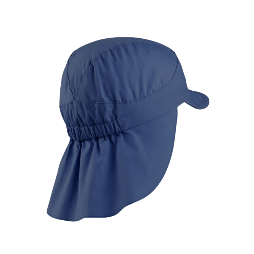 Chapéu protector azul com pala e proteção traseira
