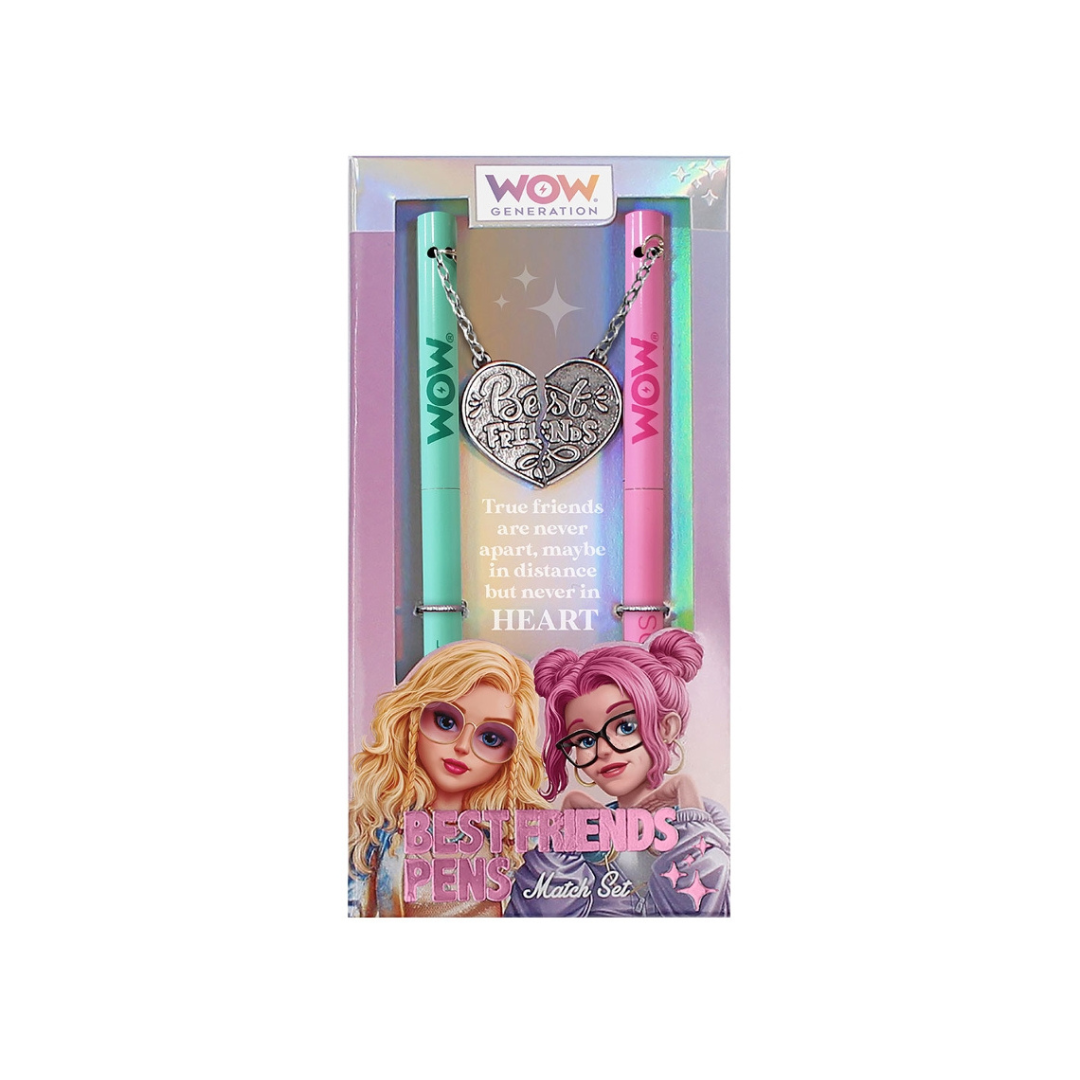 Conjunto de canetas Best Friends da WOW Generation azul e rosa com pendente metálico em forma de coração
