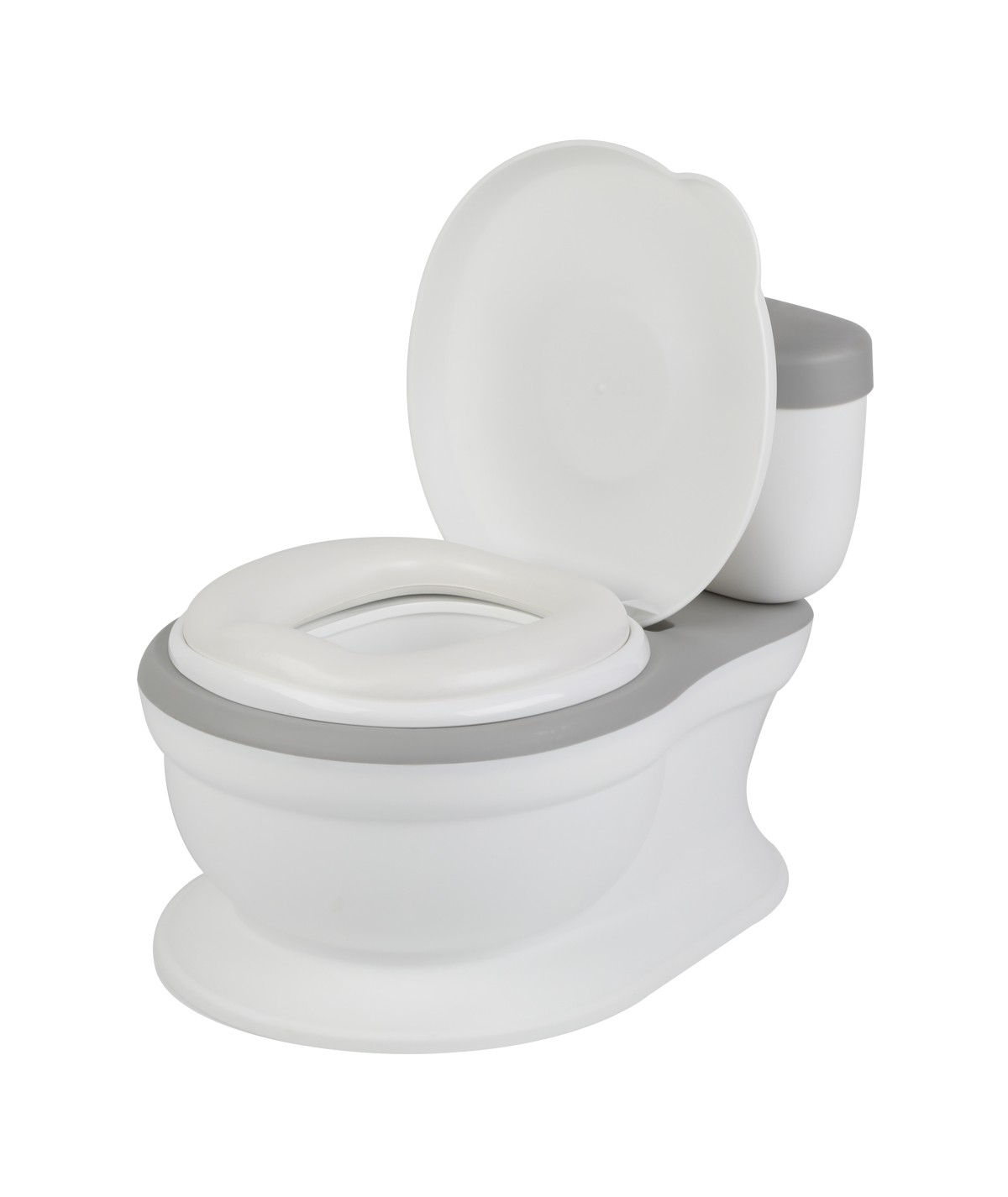 Sanita infantil branca com tampo cinzento e assento almofadado