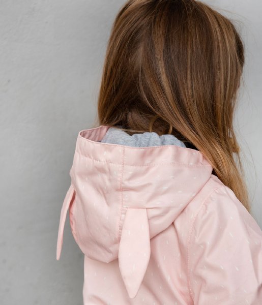 Casaco de criança rosa com capuz e orelhas