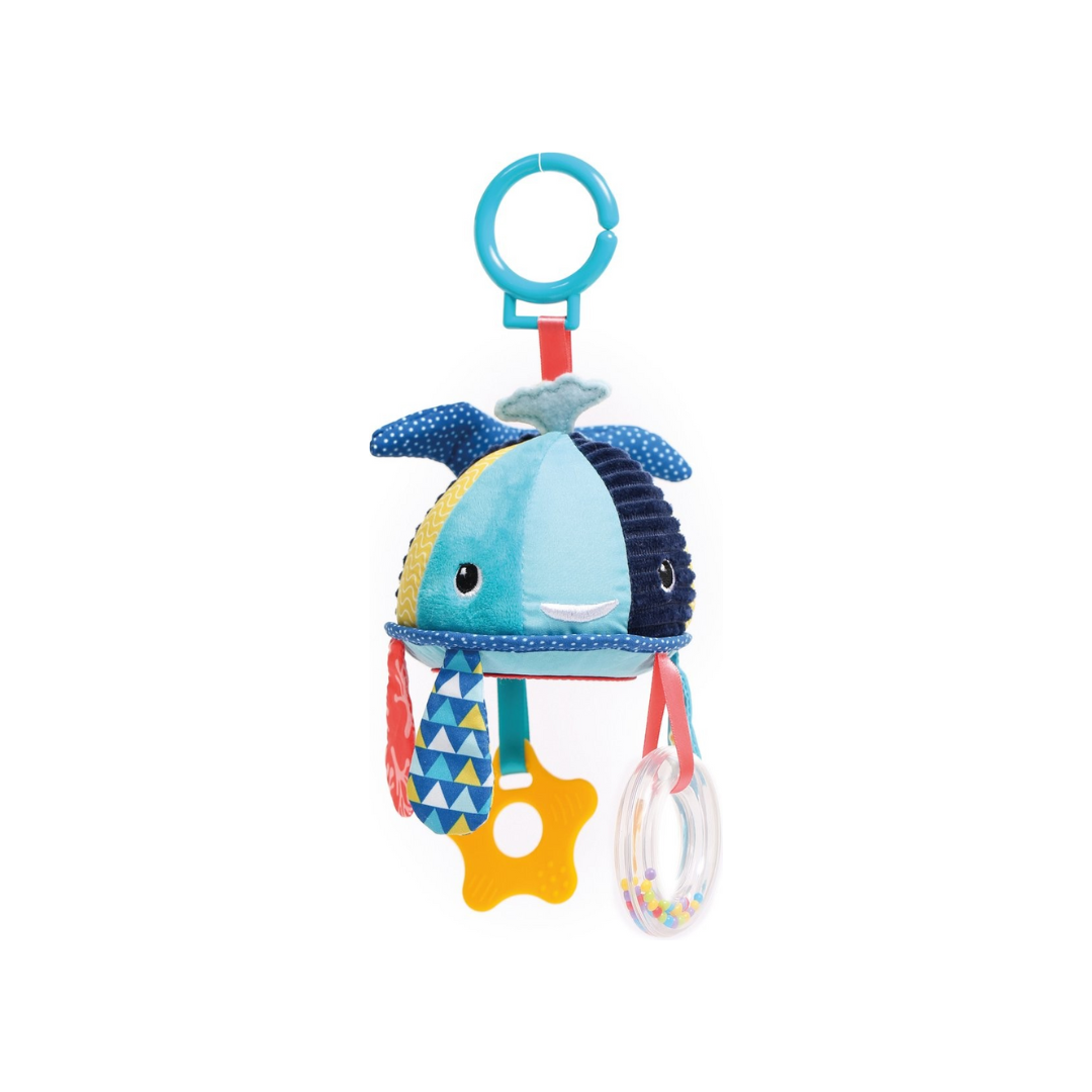 Brinquedo suspenso para bebé em forma de baleia colorida com acessórios pendurados