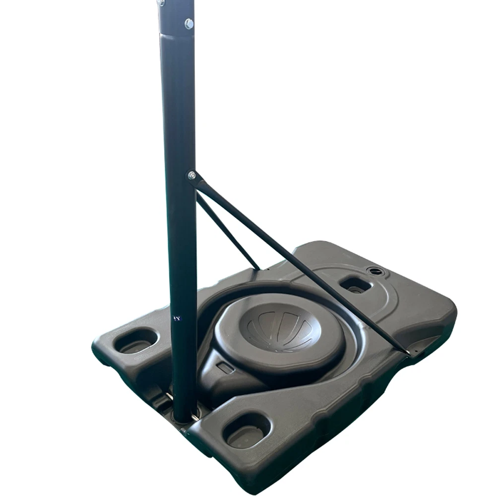 Base preta de suporte com tubo vertical e suportes diagonais.