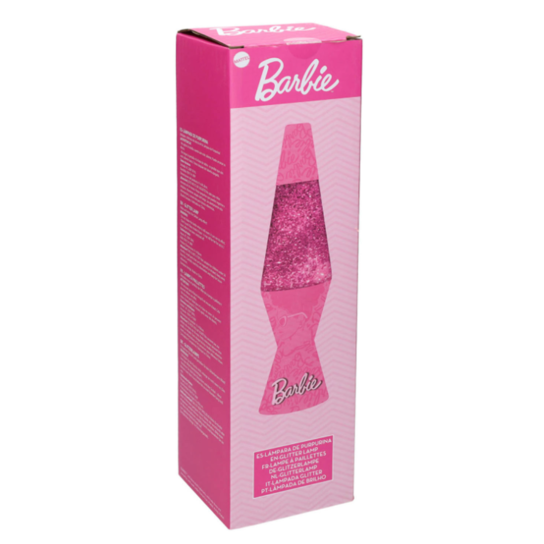 Caixa rosa com lâmpada de purpurina Barbie