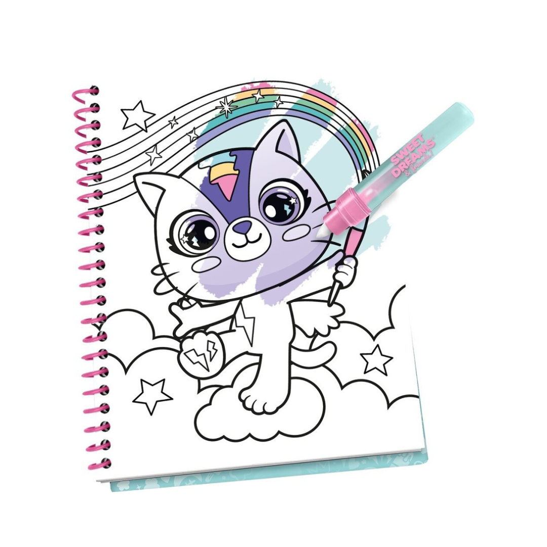 Livro de colorir com gato e marcador Sweet Dreams & Friends