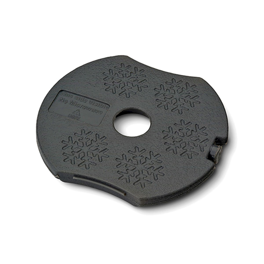 Disco de peso preto com flocos de neve em relevo e orifício central