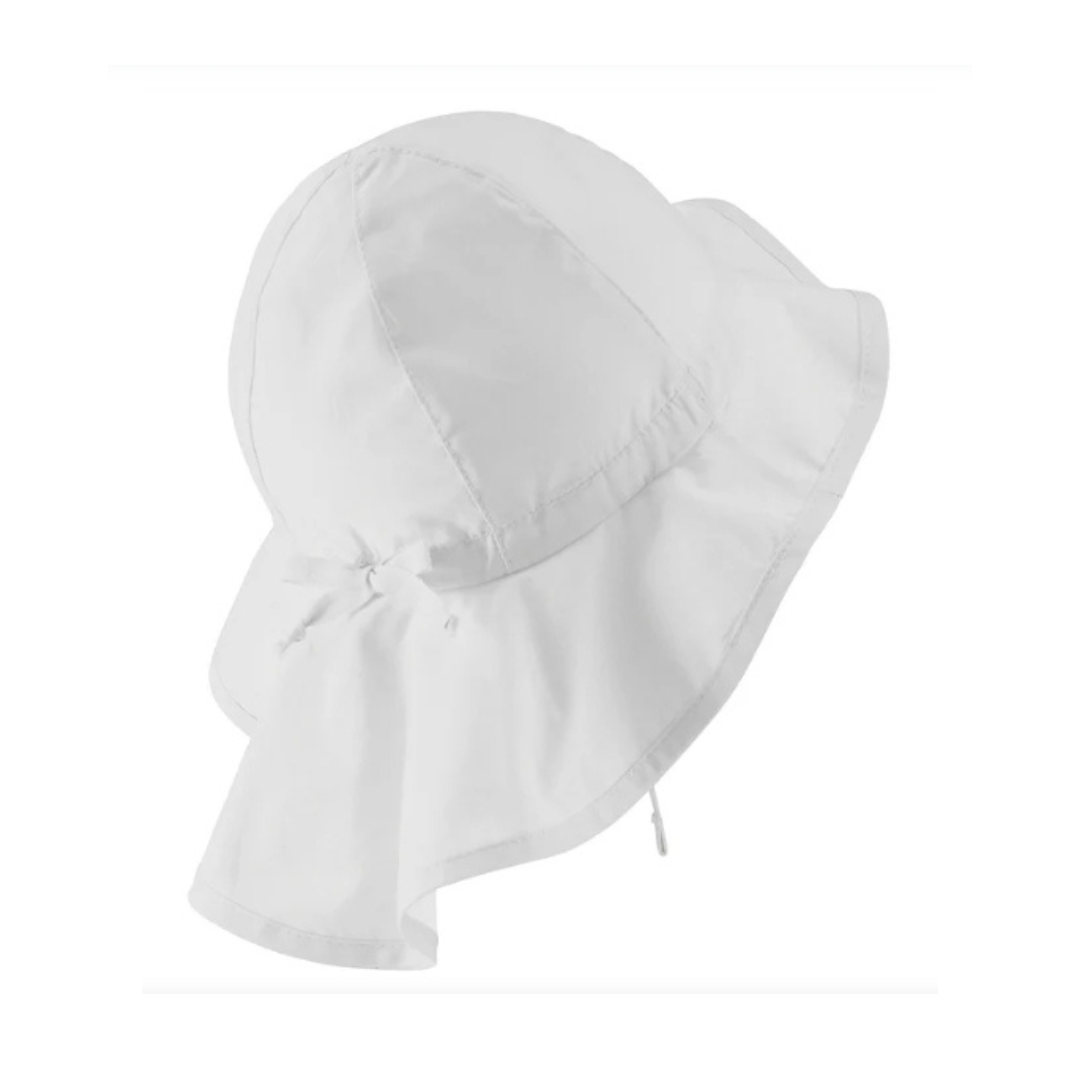 Chapéu branco de tecido com aba e proteção para pescoço