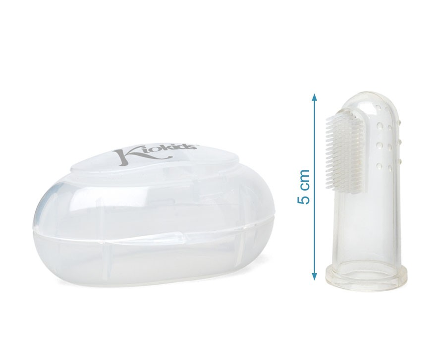 Escova de silicone para dedo com estojo transparente