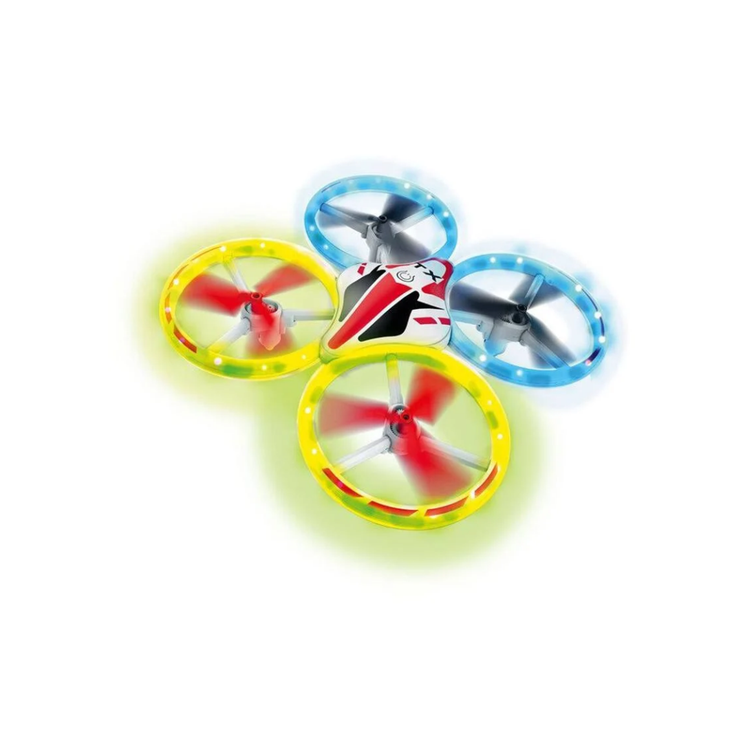 Drone quadricóptero com luzes LED coloridas