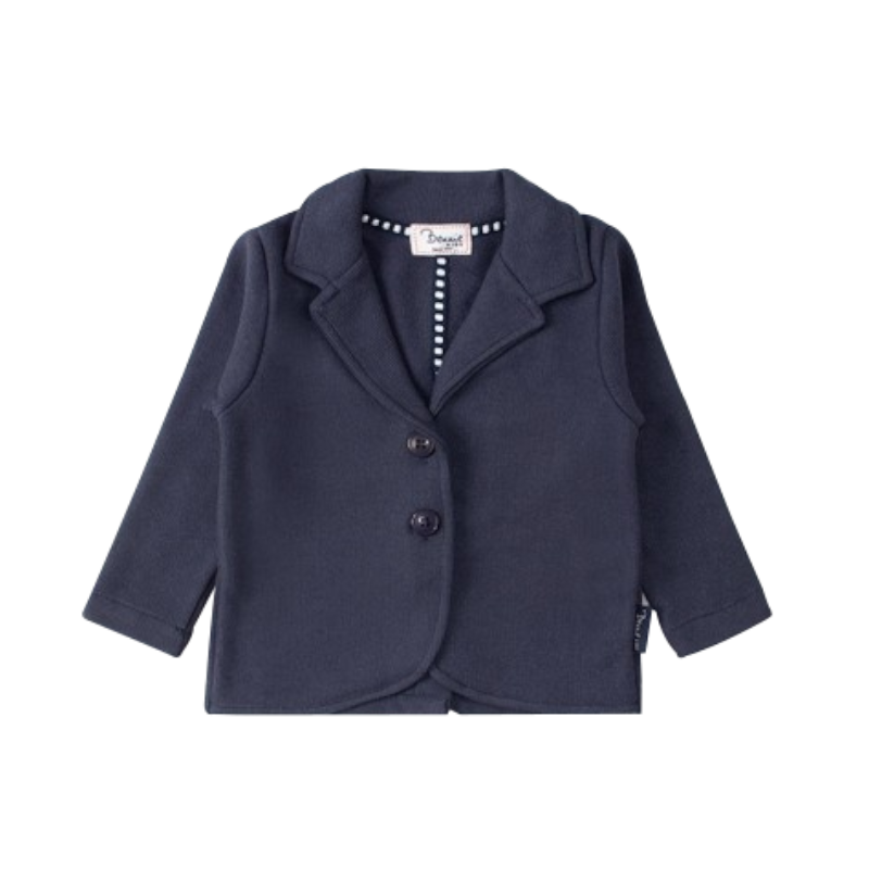 Blazer azul escuro para criança com dois botões e gola de lapela