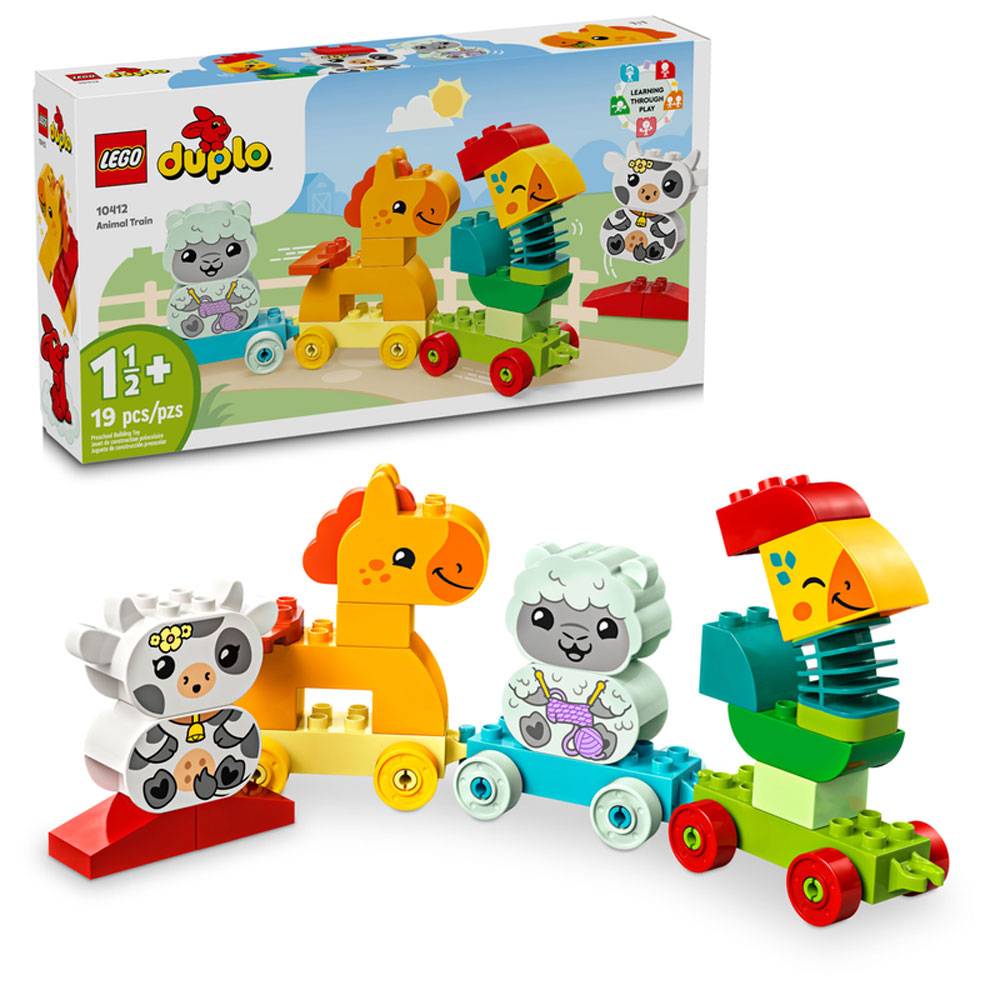 Brinquedo LEGO Duplo Animal Train com animais coloridos em peças de plástico sobre rodas