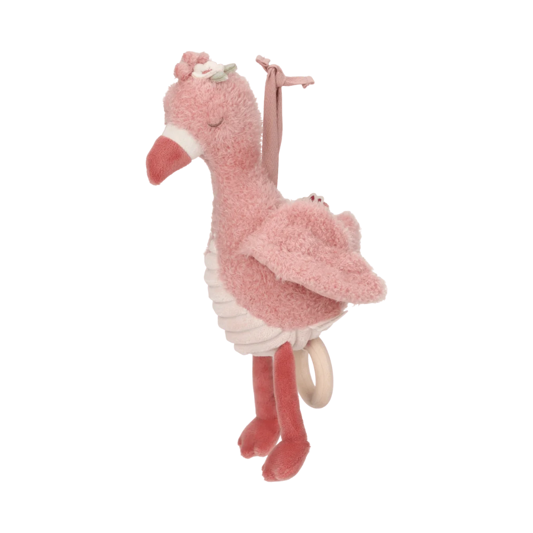 Pelúcia de flamingo cor de rosa com asas e pernas alongadas