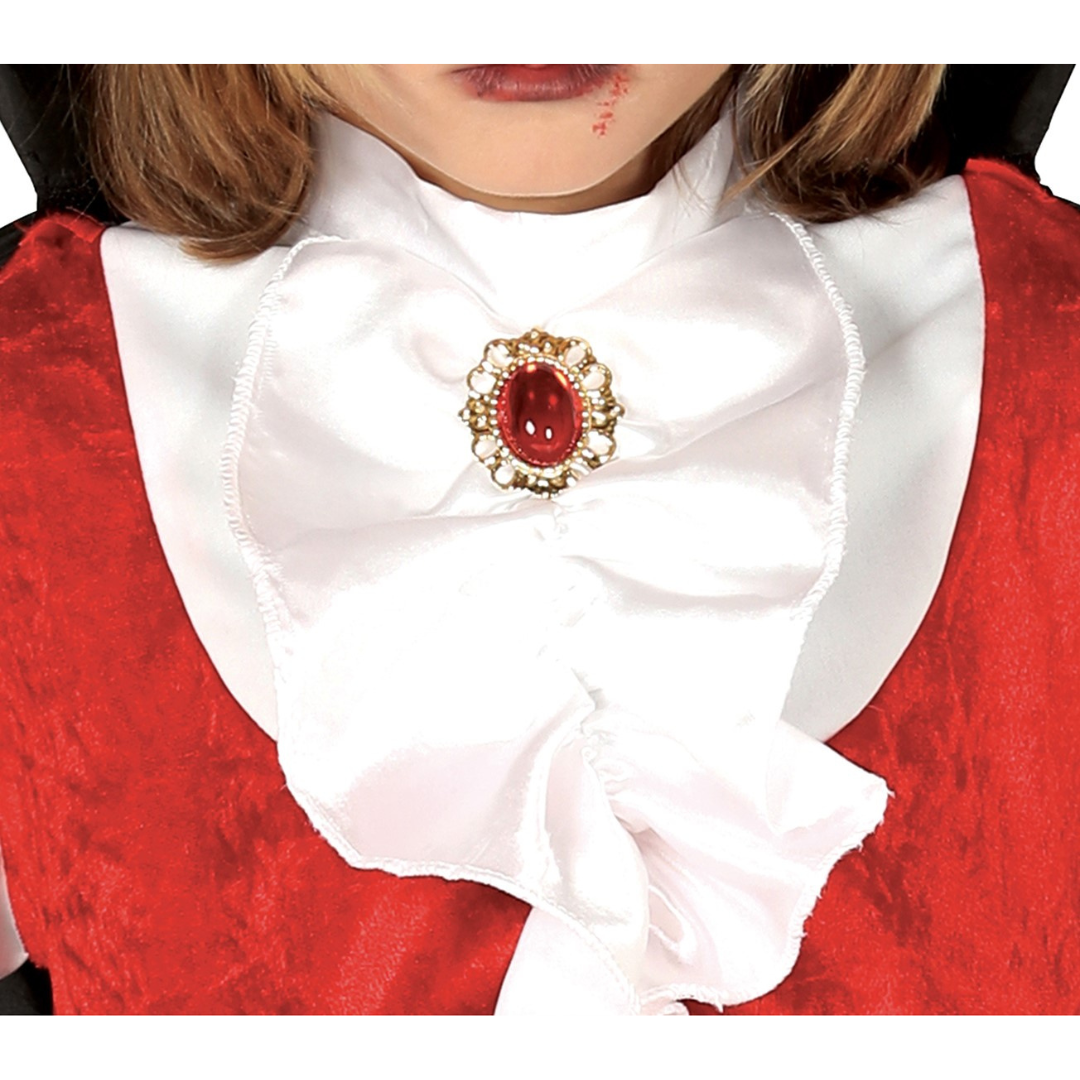 Colarinho branco com broche vermelho e cristais